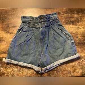 GB girls High Waisted Pleated Denim Shorts sz 1